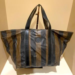 Fendi Dual-Tone Striped Shoulder Bag